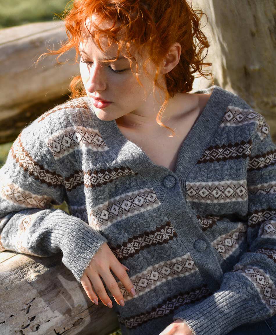 Cardigan mujer corto rombos