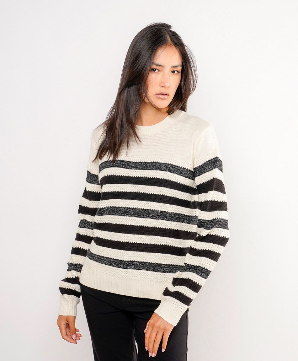 Sweater mujer dise&ntilde;o rayas metalicas
