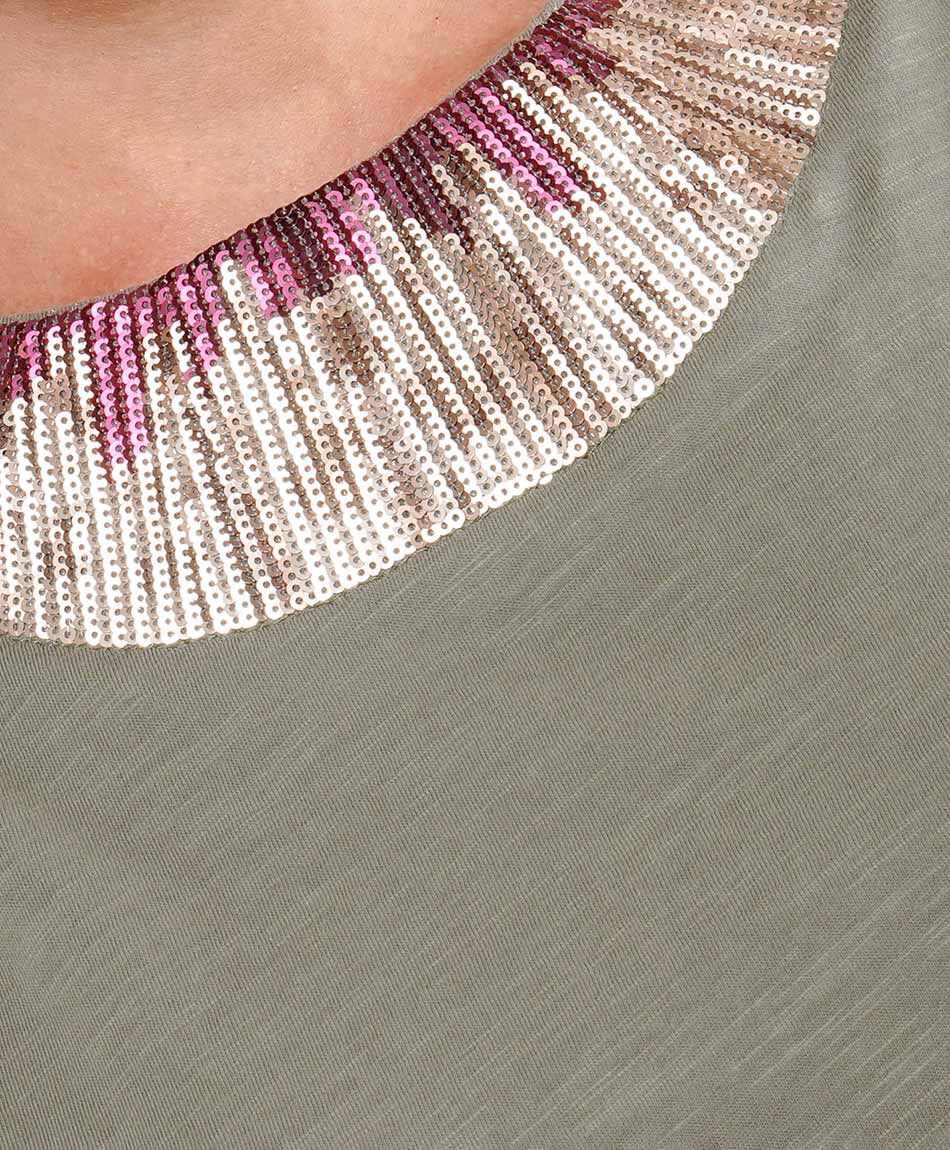 Polera mujer safari lentejuelas