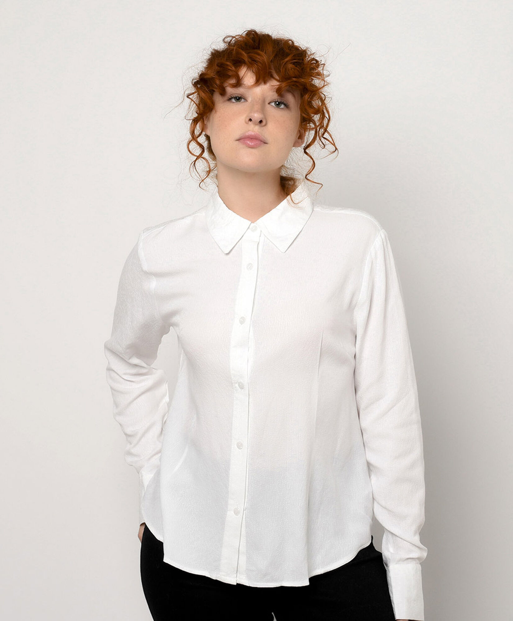 Blusa mujer jacquard lazo en mangas Blusa mujer jacquard lazo en mangas