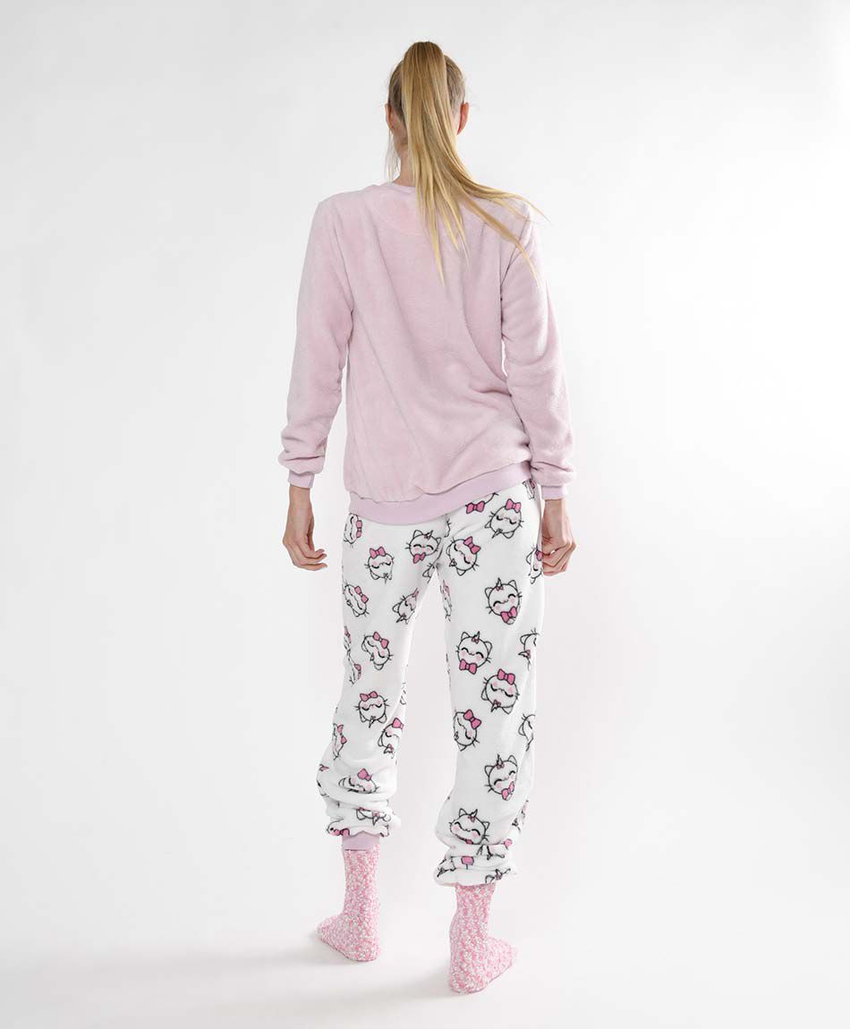 Pack mujer pijama polar + calcetines gato