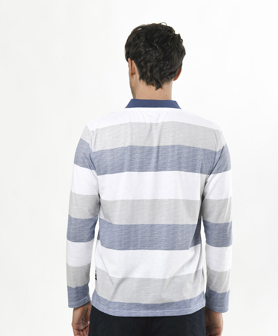 Polera hombre l&iacute;neas cuello piqu&eacute;