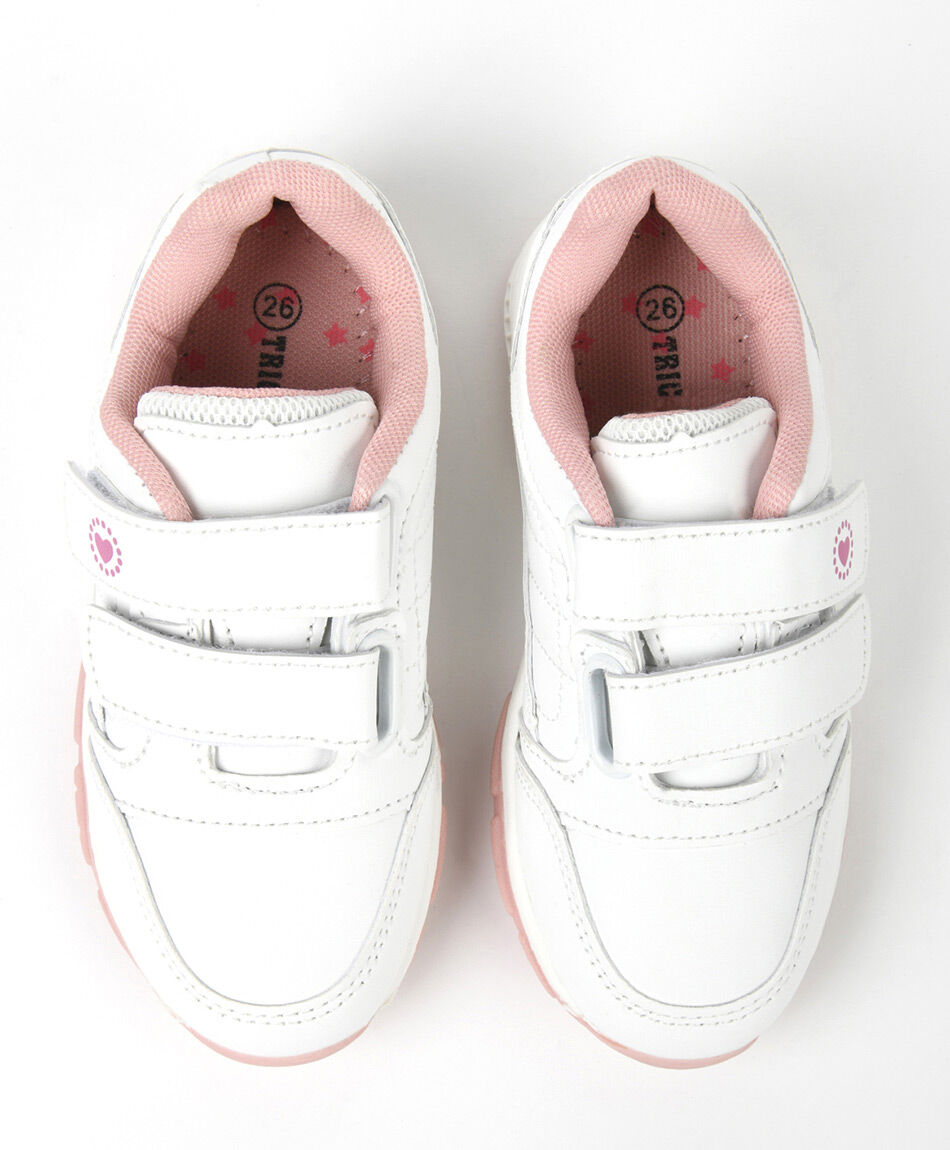 Zapatilla escolar blanca y rosada