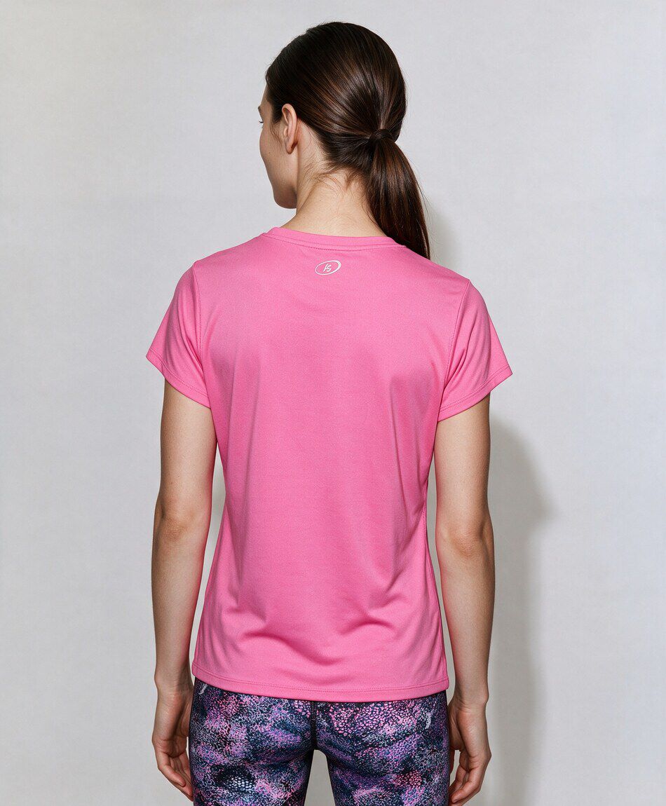 Polera deportiva mujer lisa pipping rosada