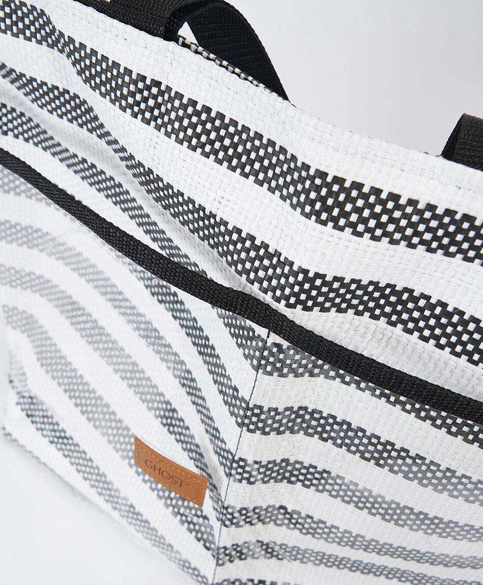 Set bolso playa mujer rayas negro