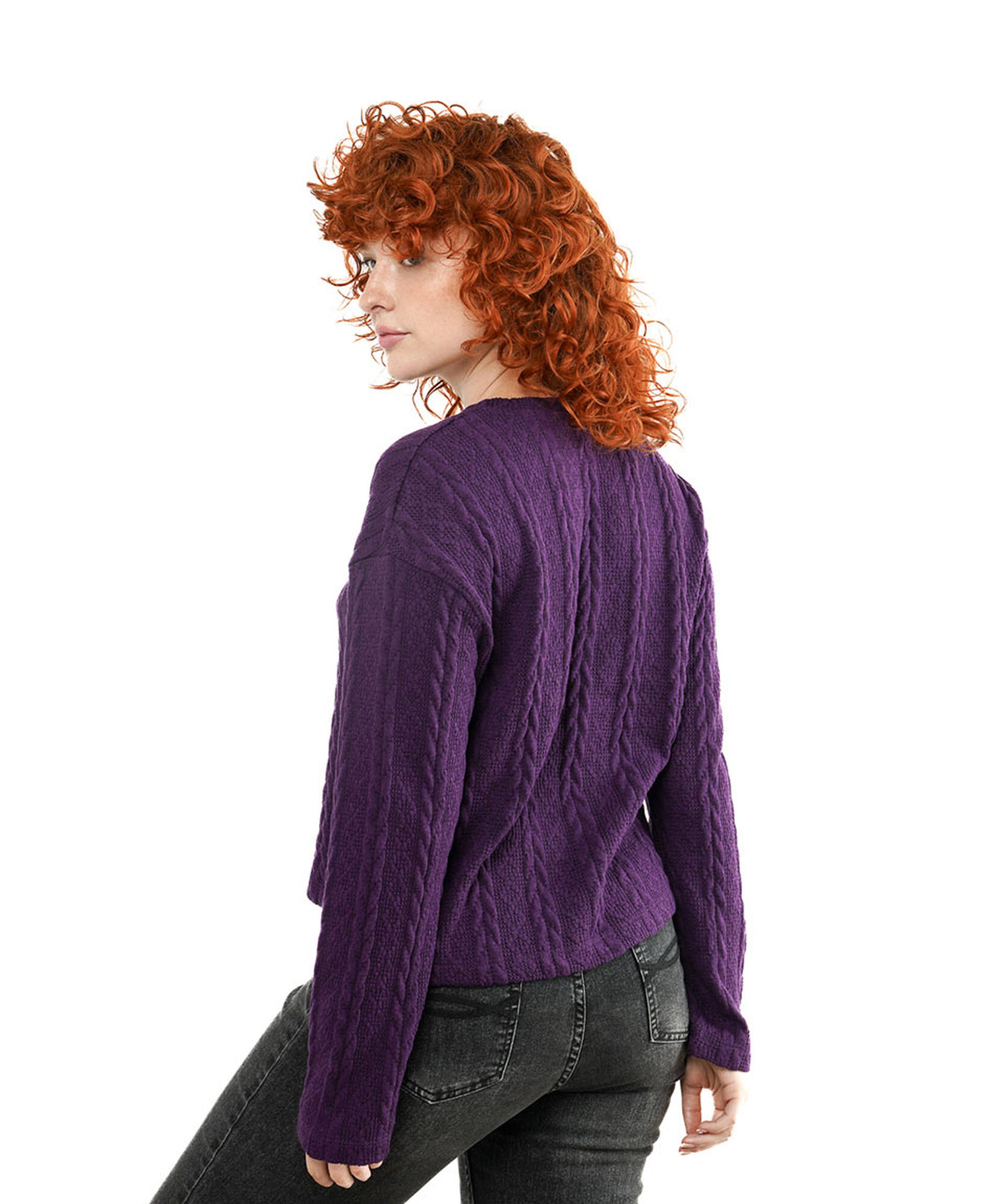 Sweater mujer trenzado morado Sweater mujer trenzado morado