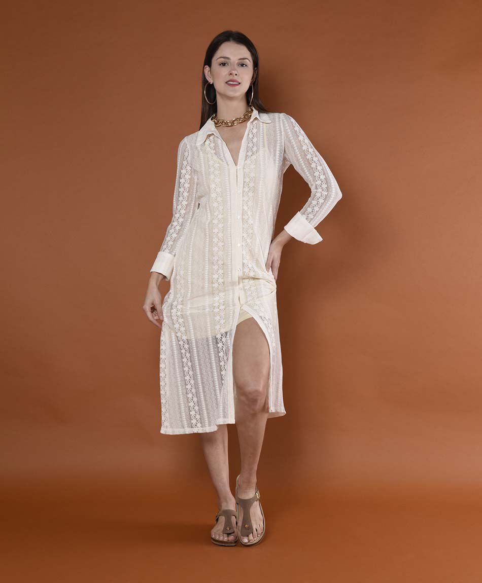 Vestido largo cuello camisero