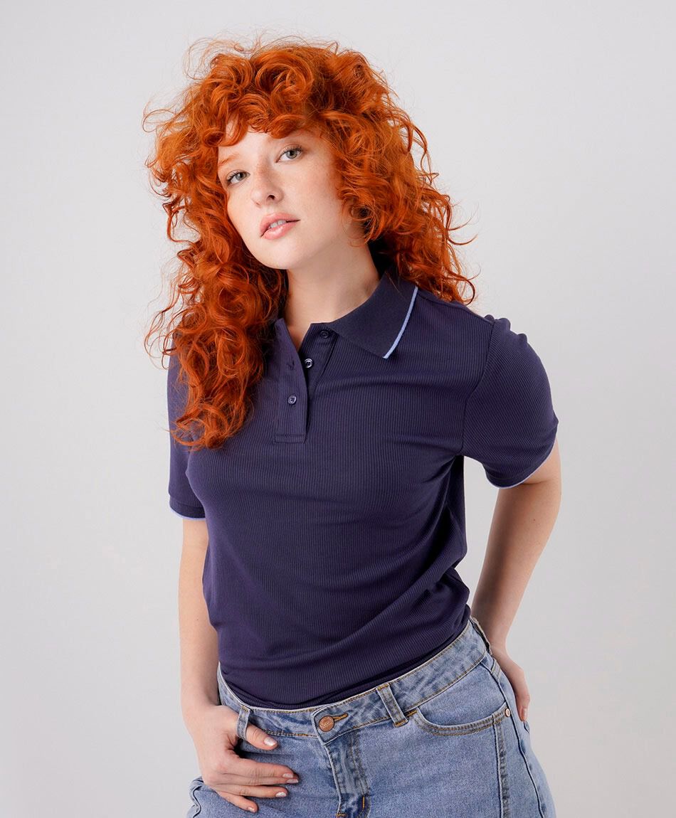 Polera mujer polo botones