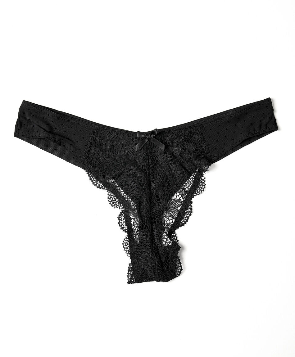 Tanga mujer encajes orqu&iacute;dea negra