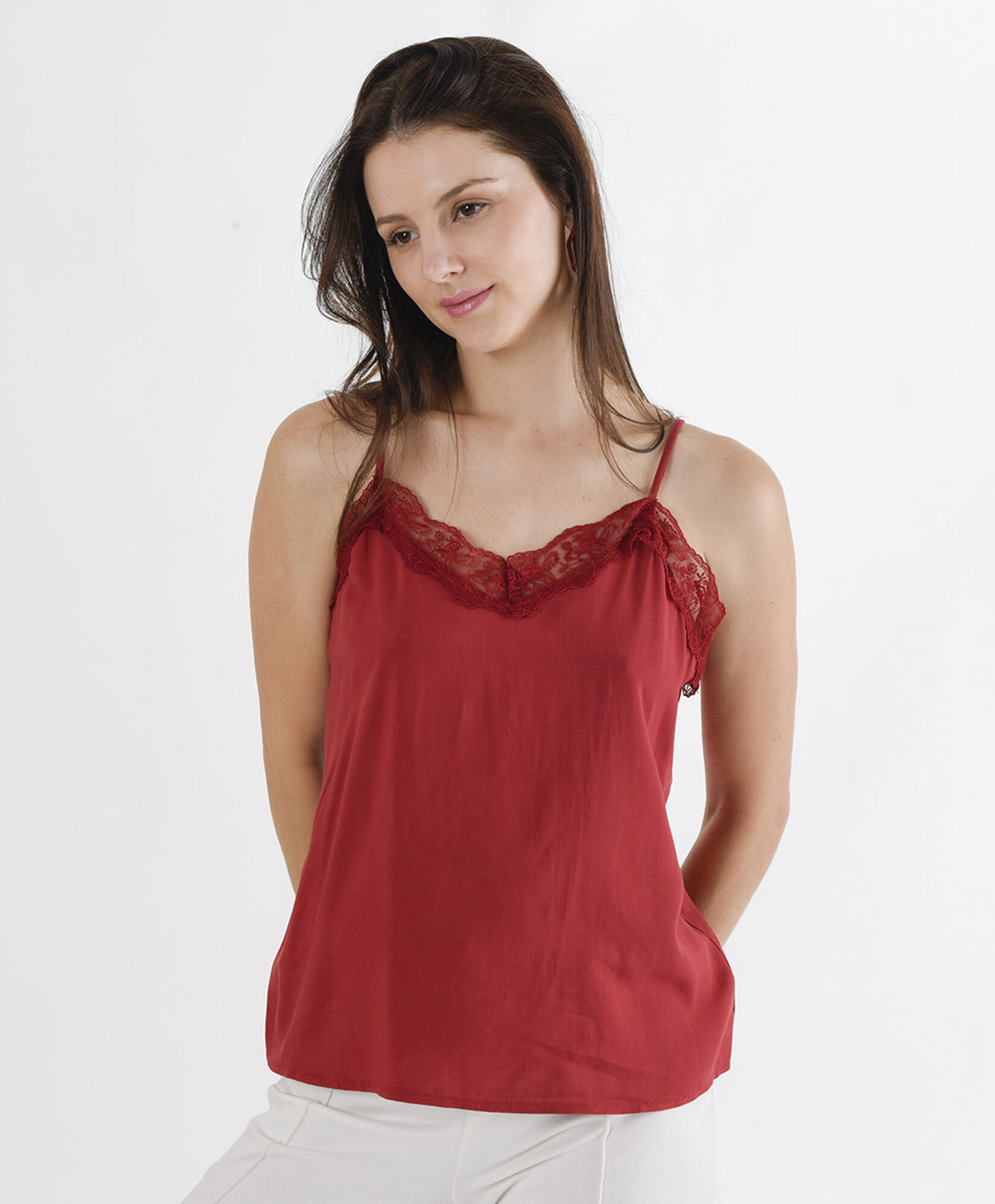 Blusa mujer top encaje liso Blusa mujer top encaje liso