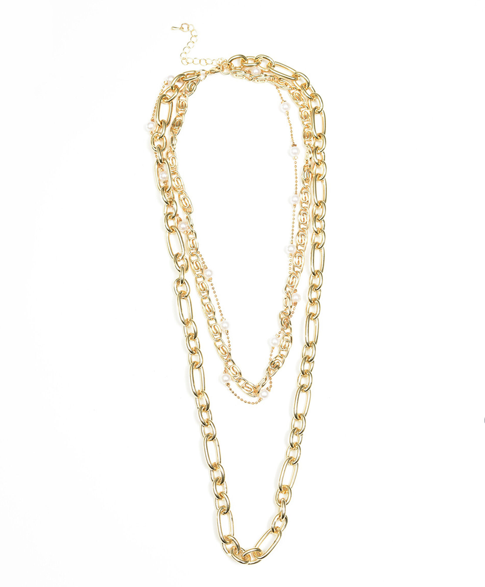 Collar mujer triple cadenas y perlas Collar mujer triple cadenas y perlas