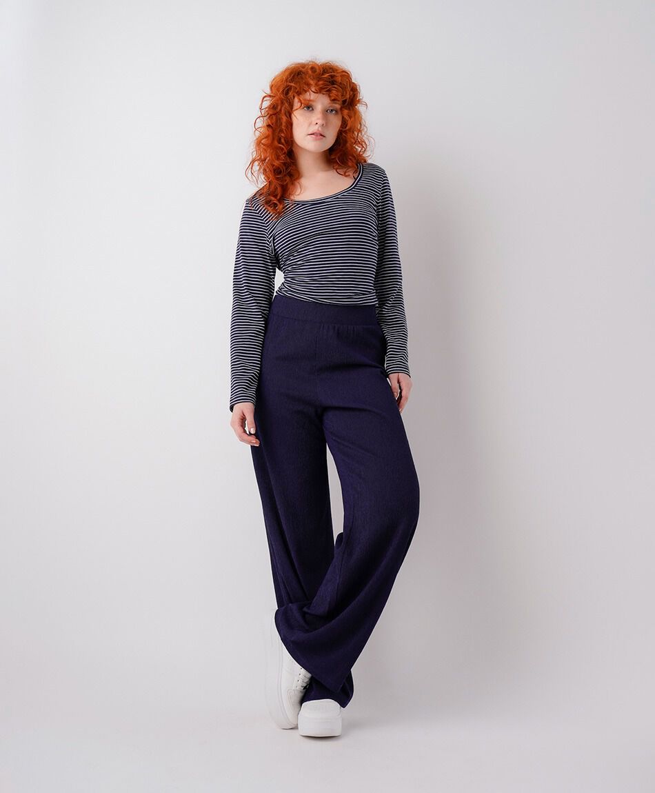 Pantal&oacute;n mujer wrinkled azul