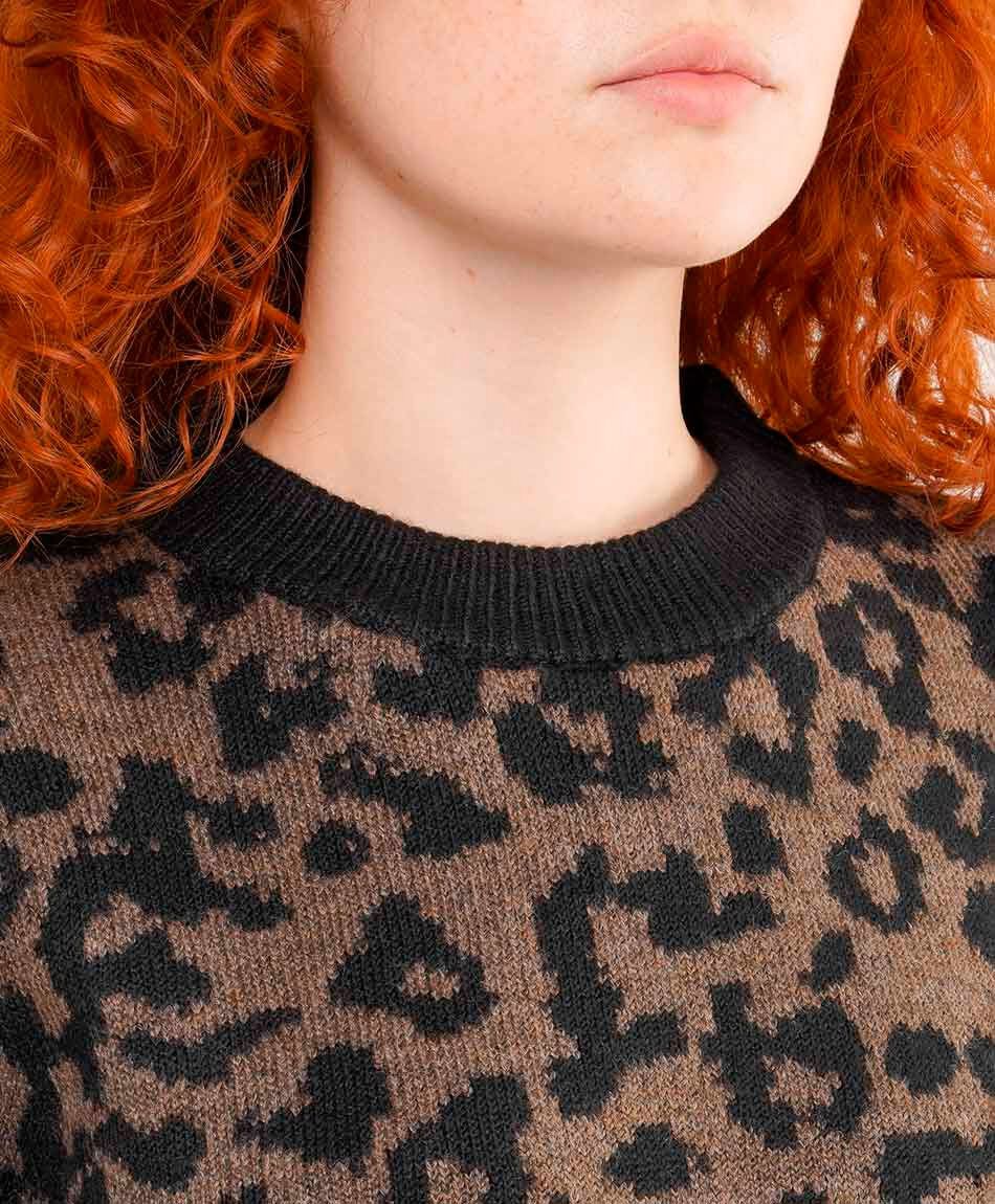 Sweater mujer animal print brown