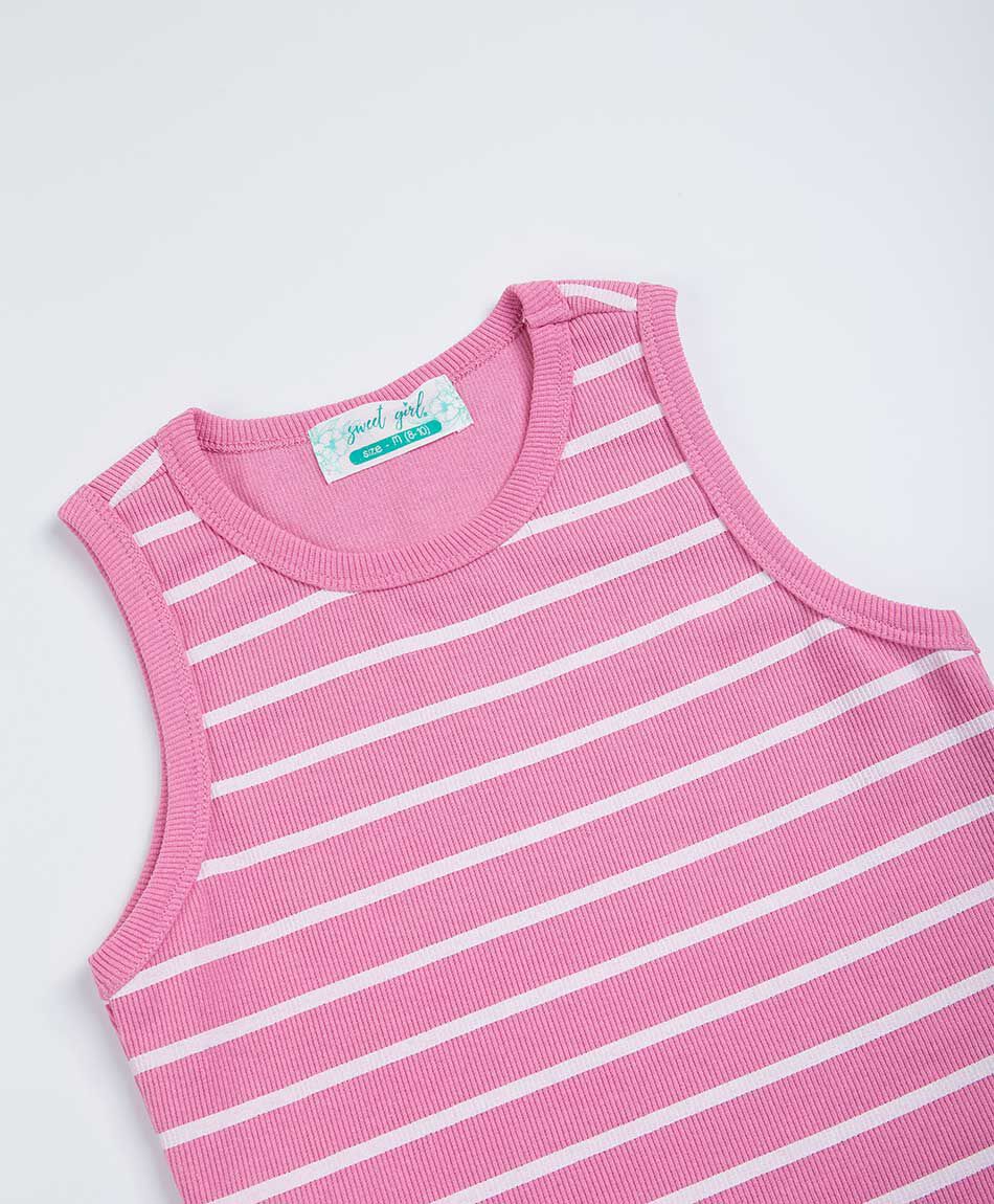 Polera ni&ntilde;a l&iacute;neas rosada