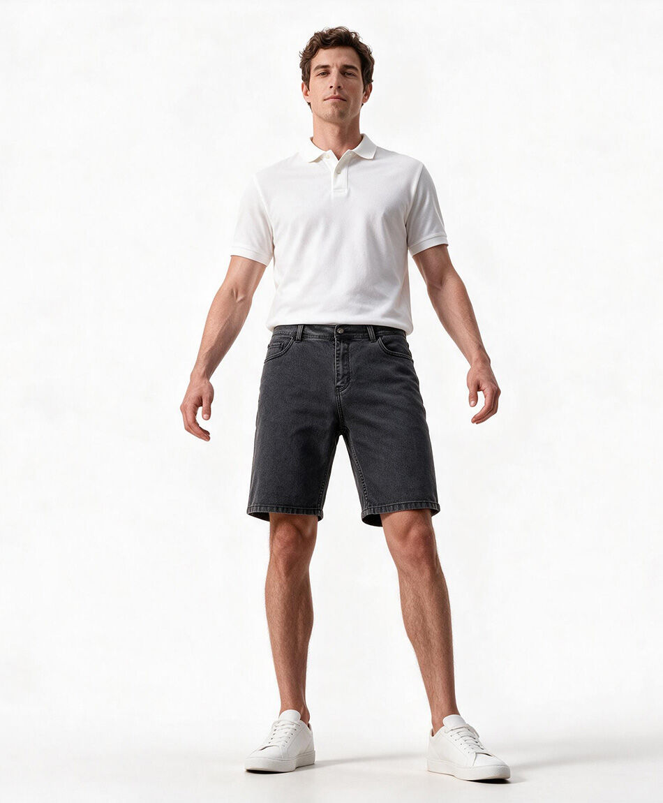 Short hombre denim negro algod&oacute;n