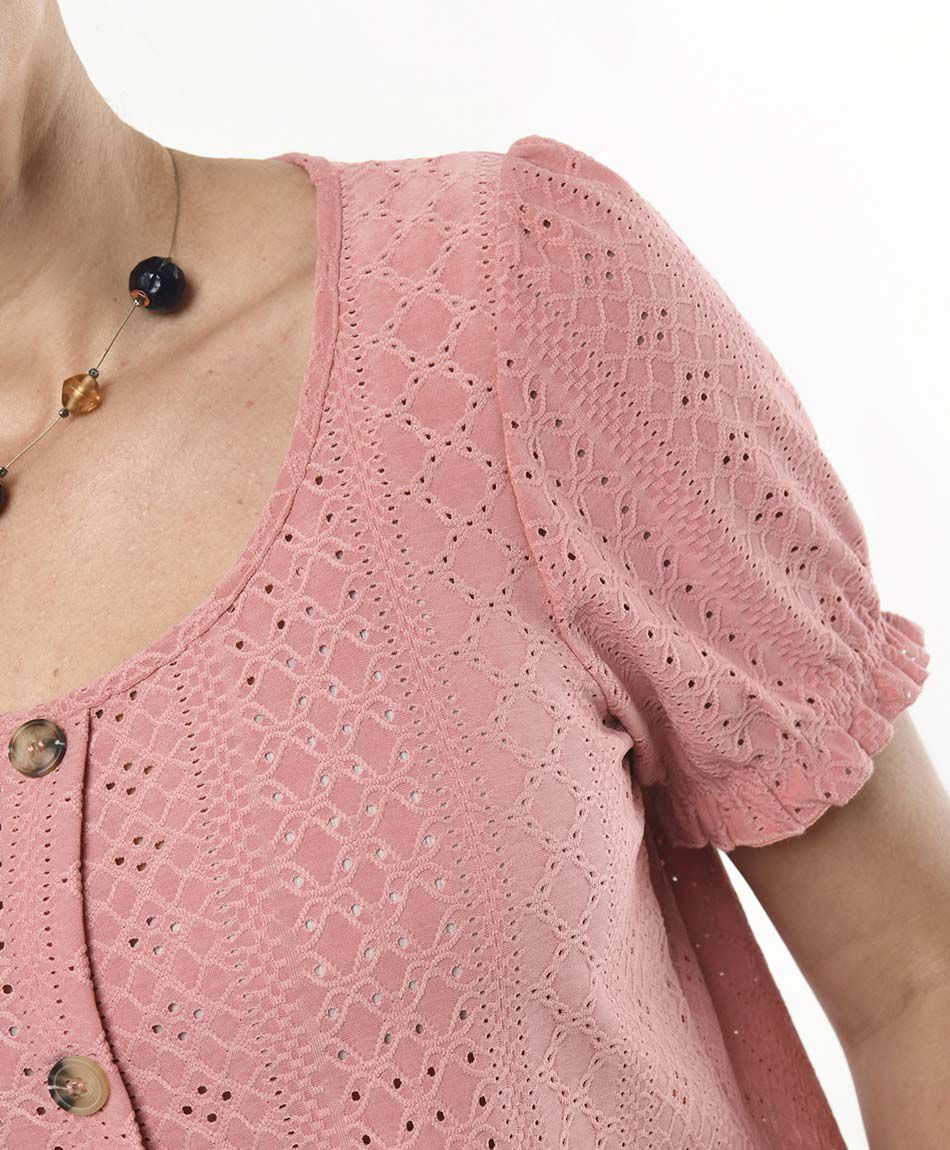 Polera mujer calada botones