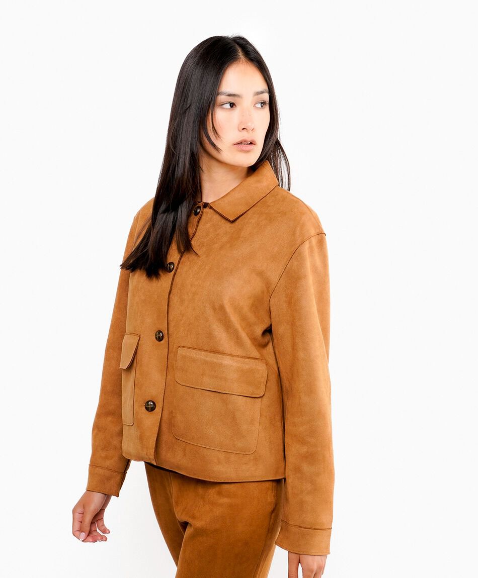 Chaqueta mujer estilo safari canela
