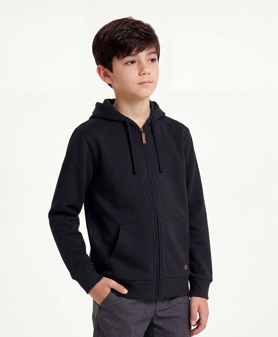 Poler&oacute;n escolar full zipper negro