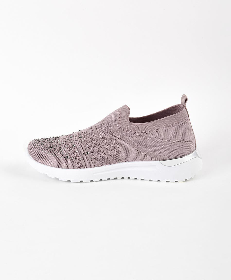 Zapatilla mujer slip on piedras rosada