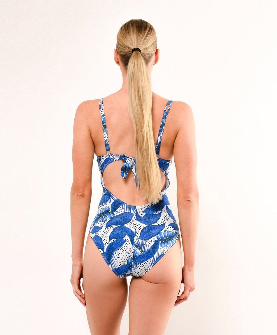 Traje de ba&ntilde;o mujer hojas blue