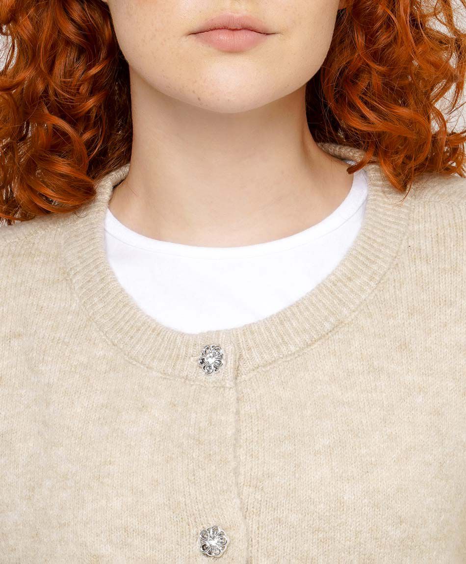 Cardigan mujer abotonado beige