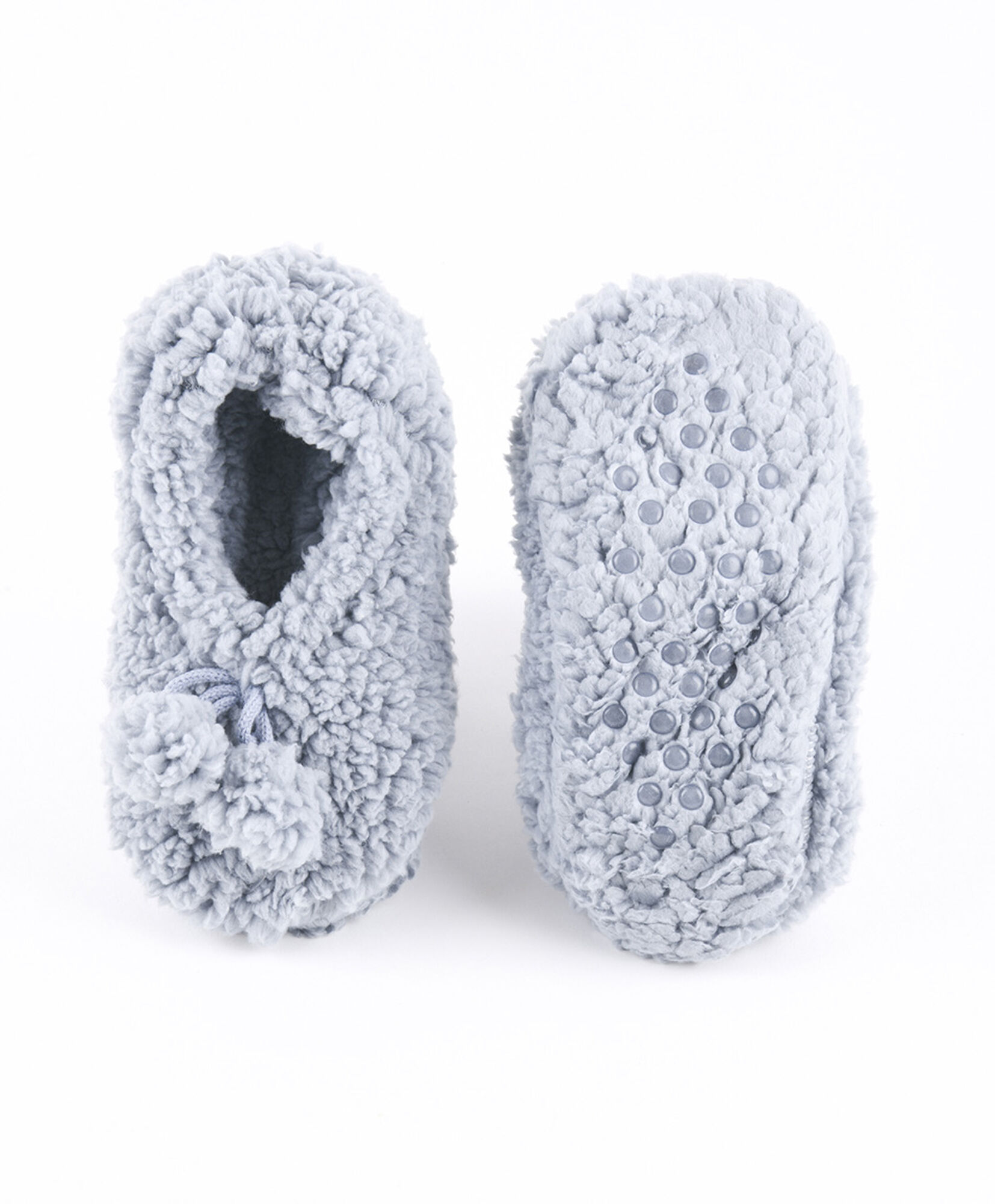 Calcetín de dormir mujer pompón gris Calcetín de dormir mujer pompón gris