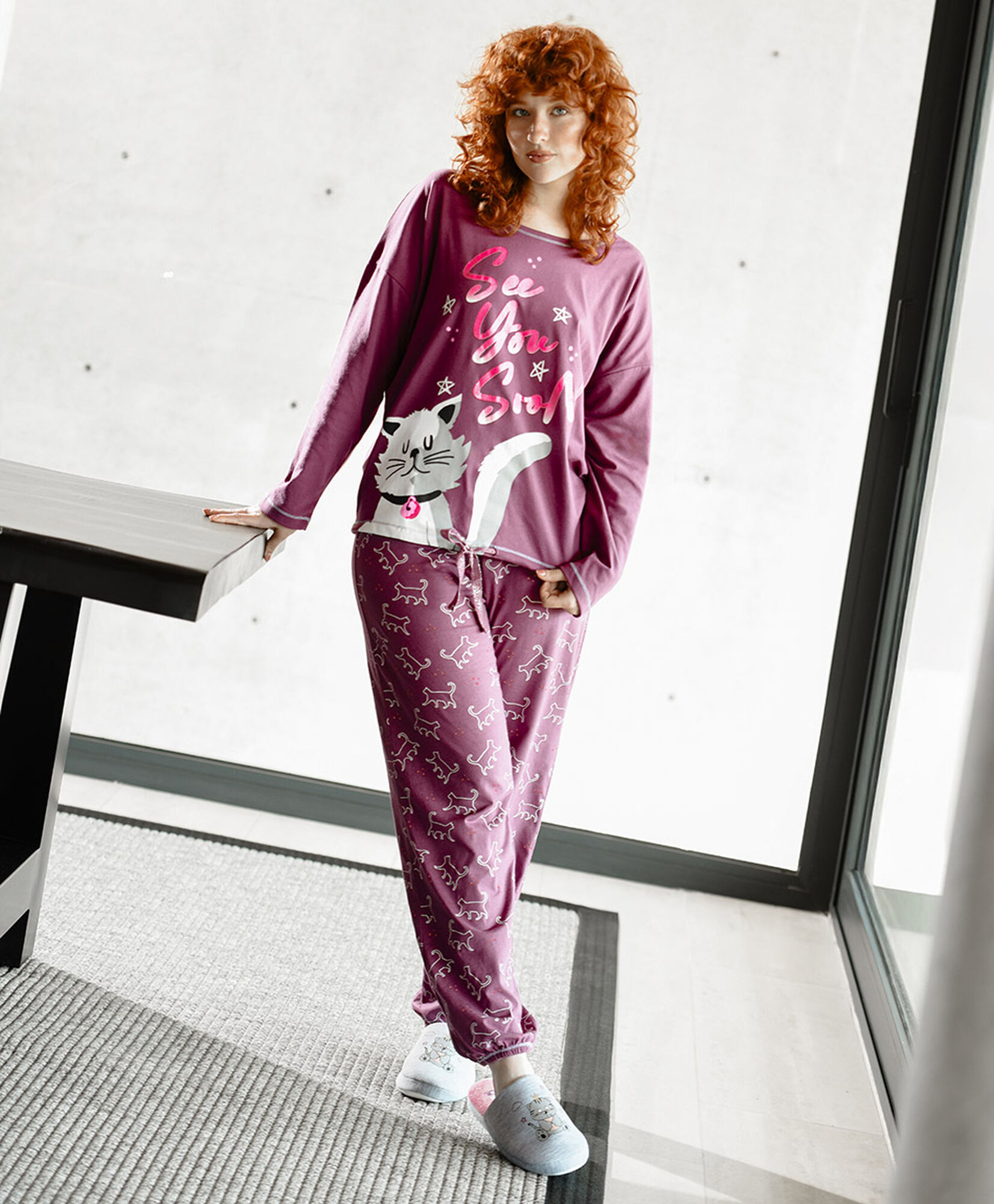 Pijama mujer gato gris Pijama mujer gato gris