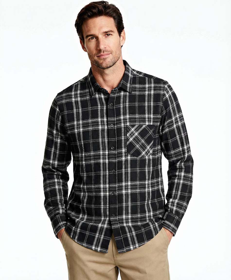 Camisa hombre franela negro