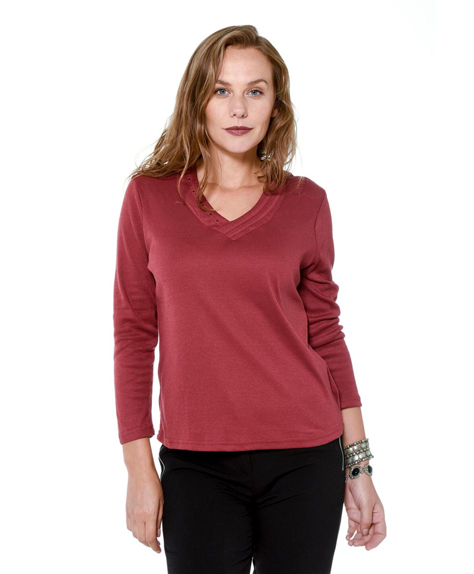 Polera cuello v brillitos Polera cuello v brillitos