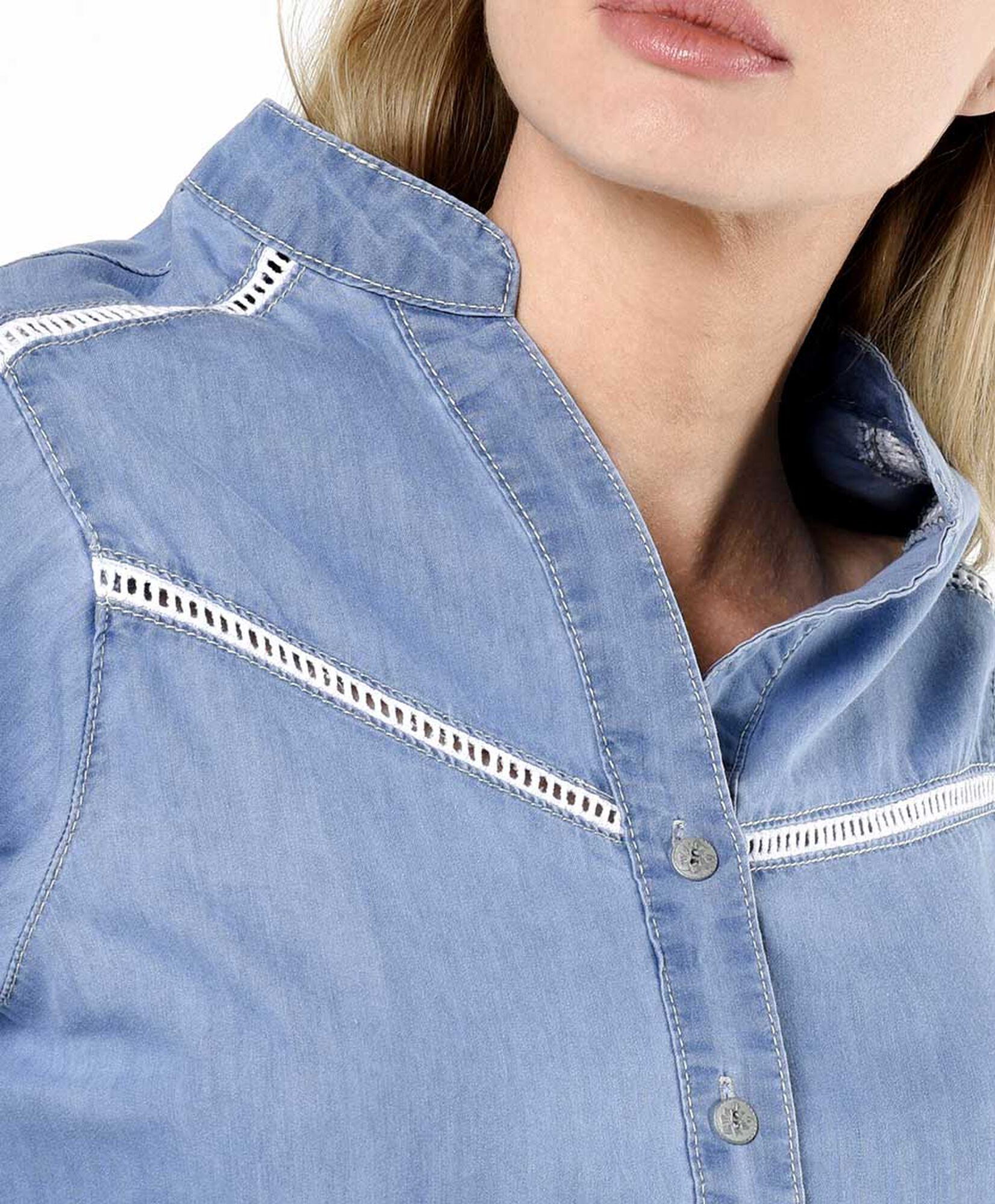Blusa mujer denim encaje Blusa mujer denim encaje