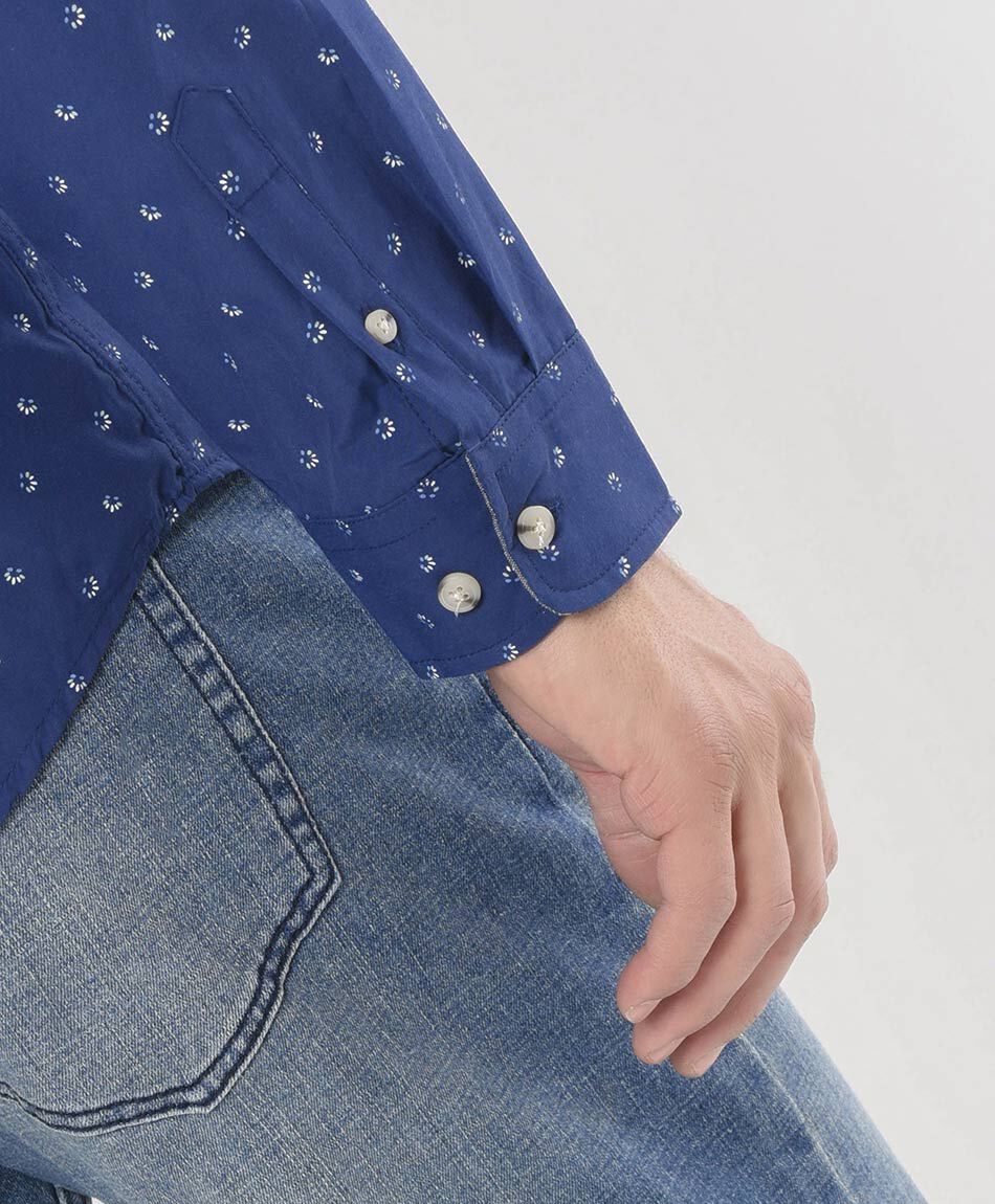 Camisa hombre florcitas manga larga