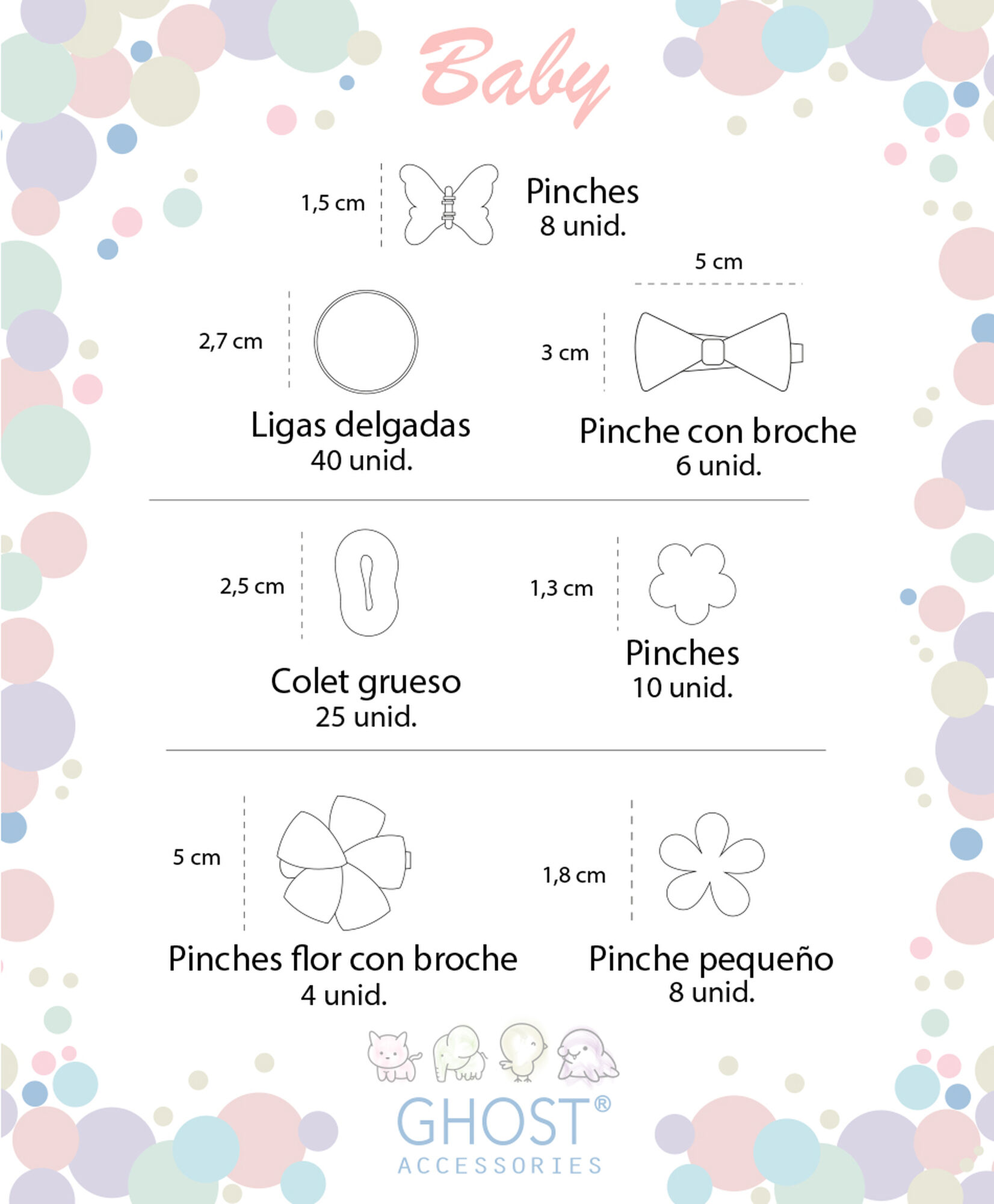 Set accesorios pelo bebé colores Set accesorios pelo bebé colores