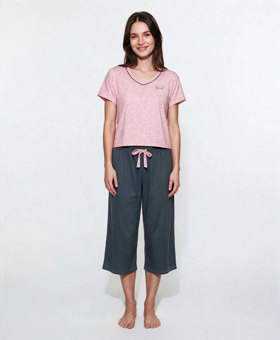 Pijama mujer capri floreado
