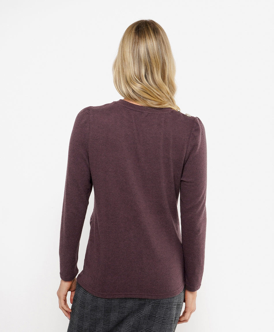 Polera mujer lanosa botones morada
