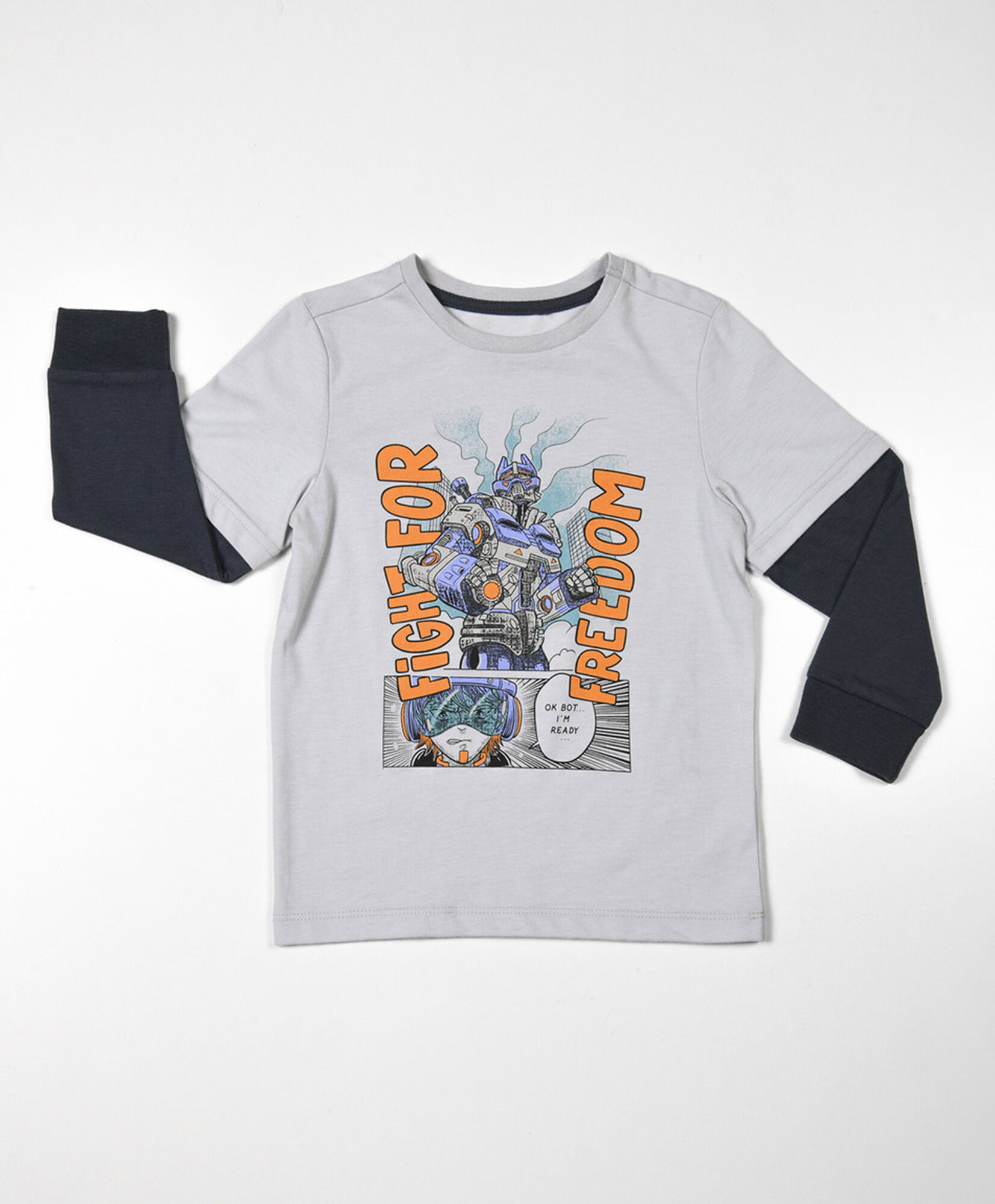 Polera bebé robot bicolor Polera bebé robot bicolor