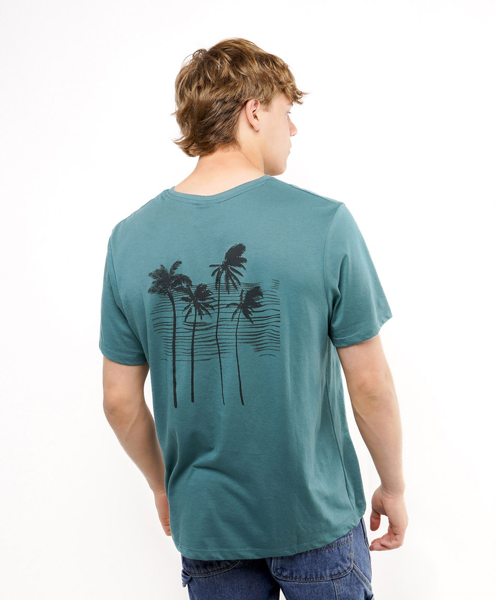 Polera hombre doble estampado palmeras Polera hombre doble estampado palmeras