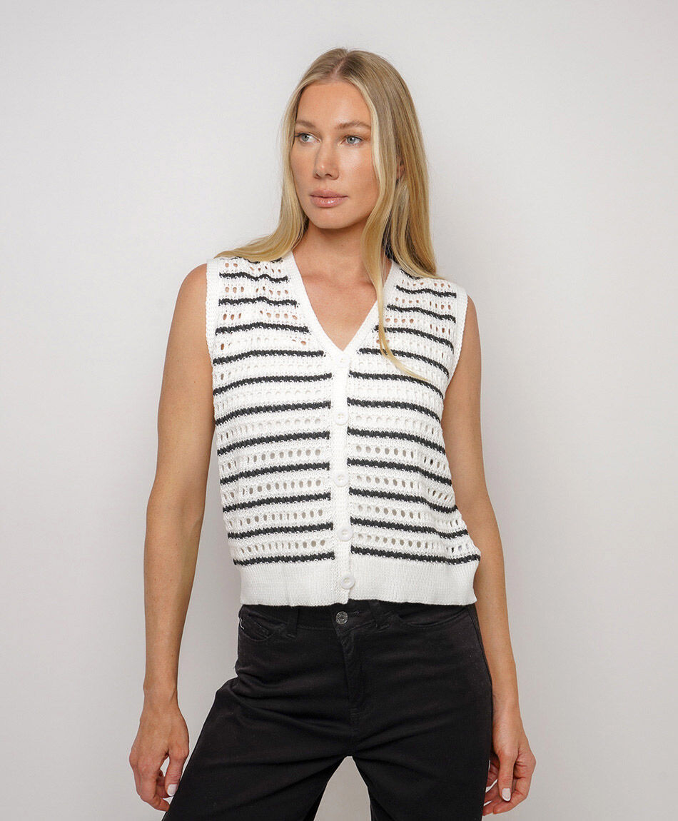Cardigan mujer calado l&iacute;neas