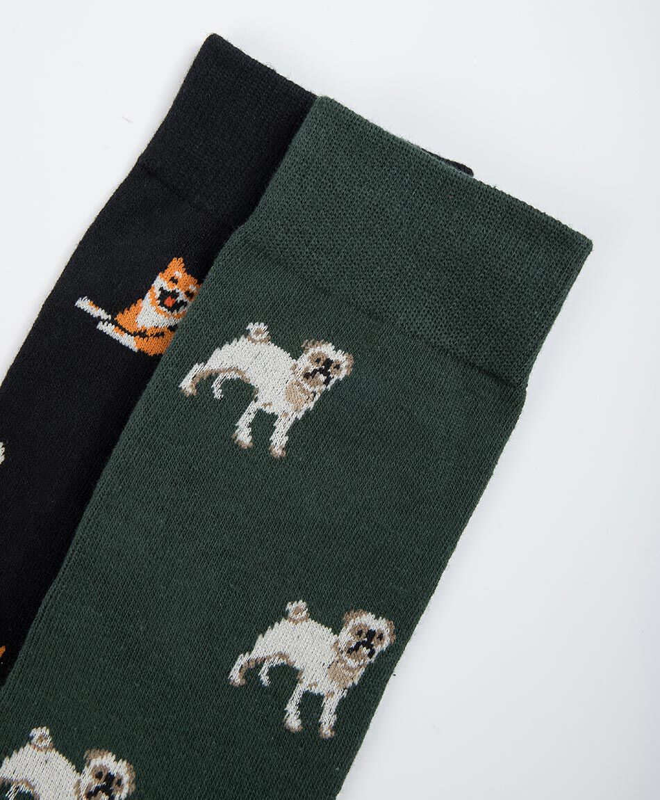 Pack 2 calcetines hombre dise&ntilde;o perritos
