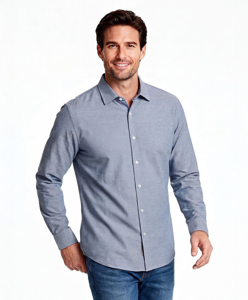 Camisa hombre manga larga gris