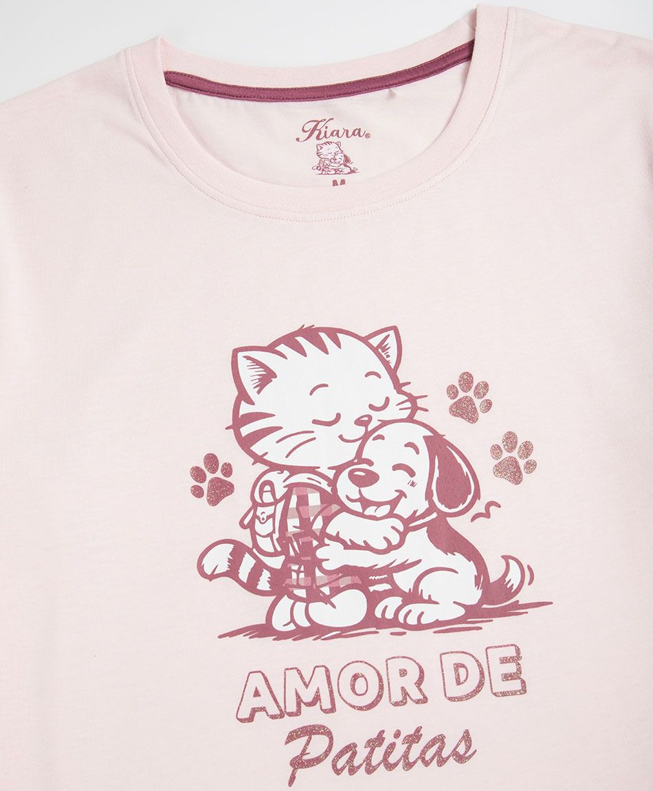 Pijama mujer short gato perro cuadritos