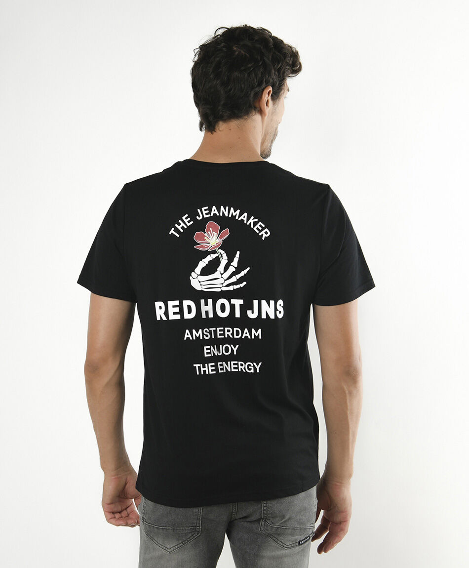 Polera hombre doble estampado flor