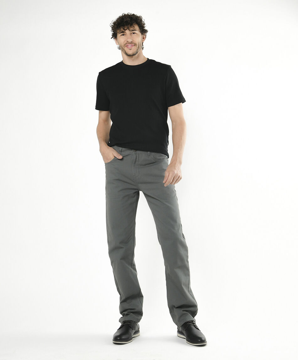 Pantal&oacute;n hombre liso gris verdoso