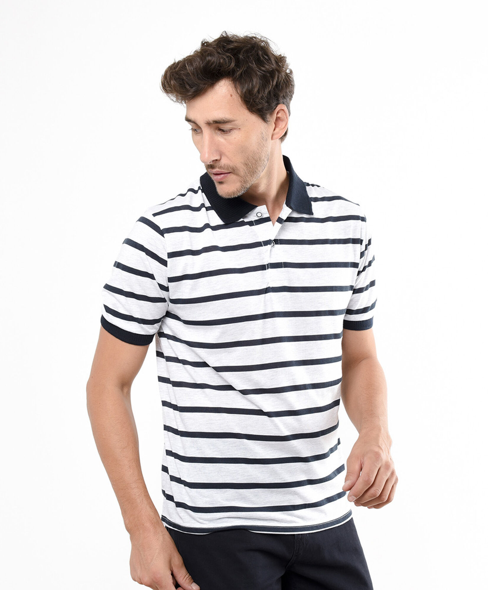 Polera hombre polo líneas bicolor Polera hombre polo líneas bicolor