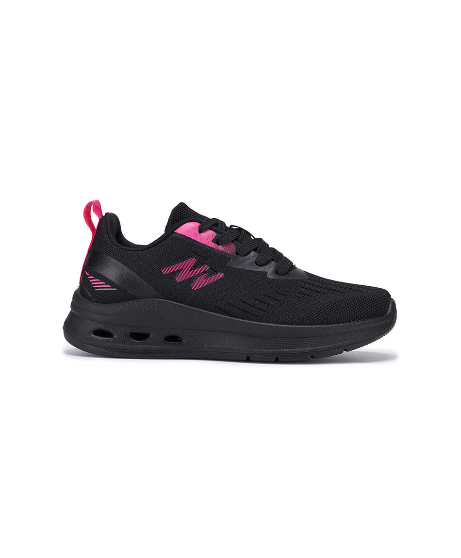 Zapatilla deportiva mujer negra fucsia