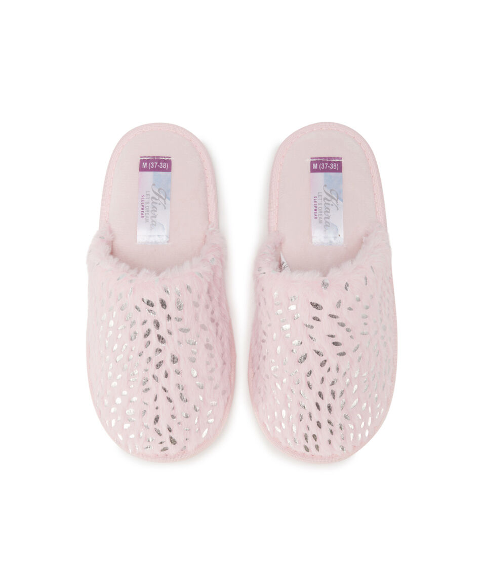 Pantufla mujer hojas brillos