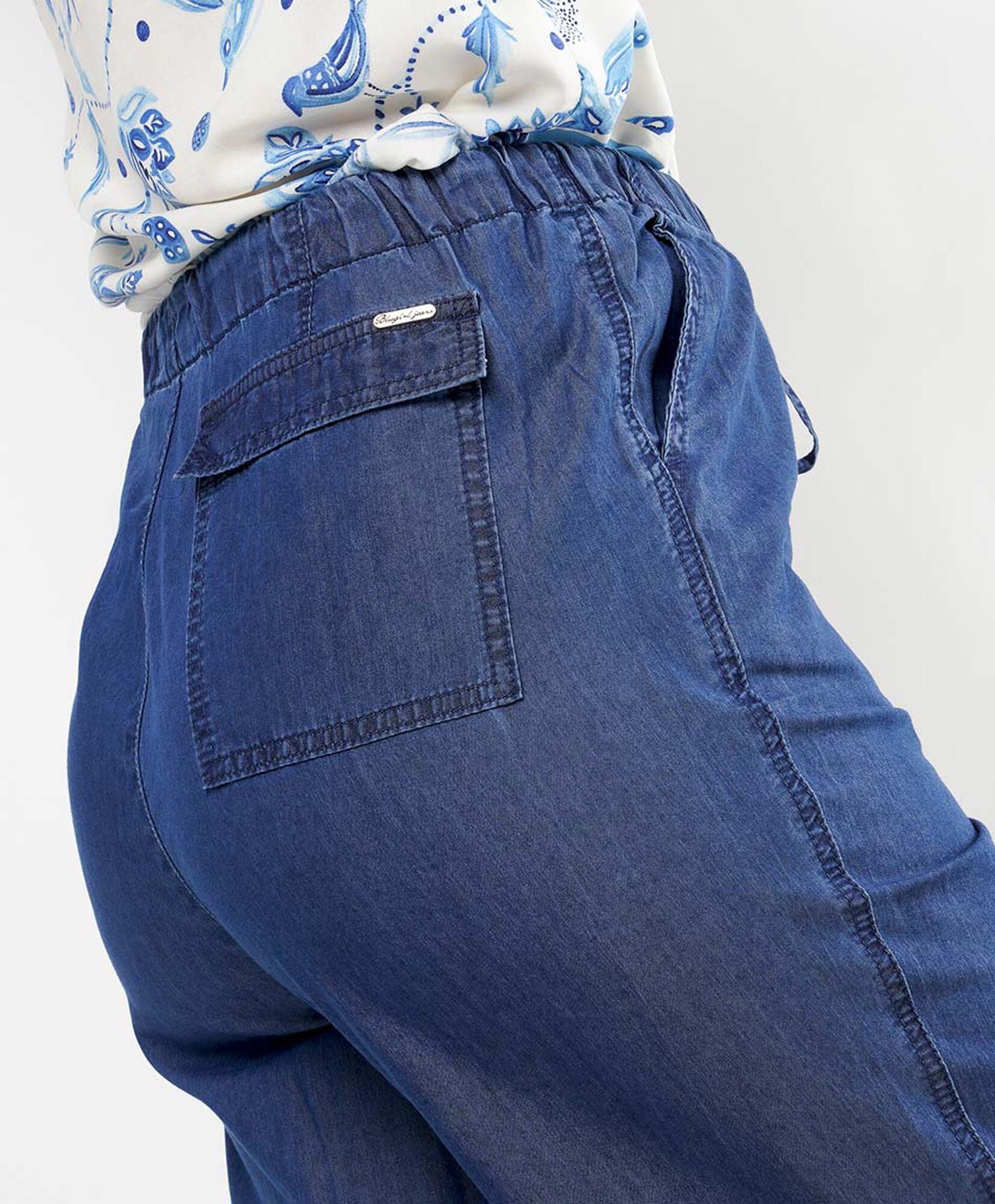 Pantalón mujer denim lazo wide Pantalón mujer denim lazo wide