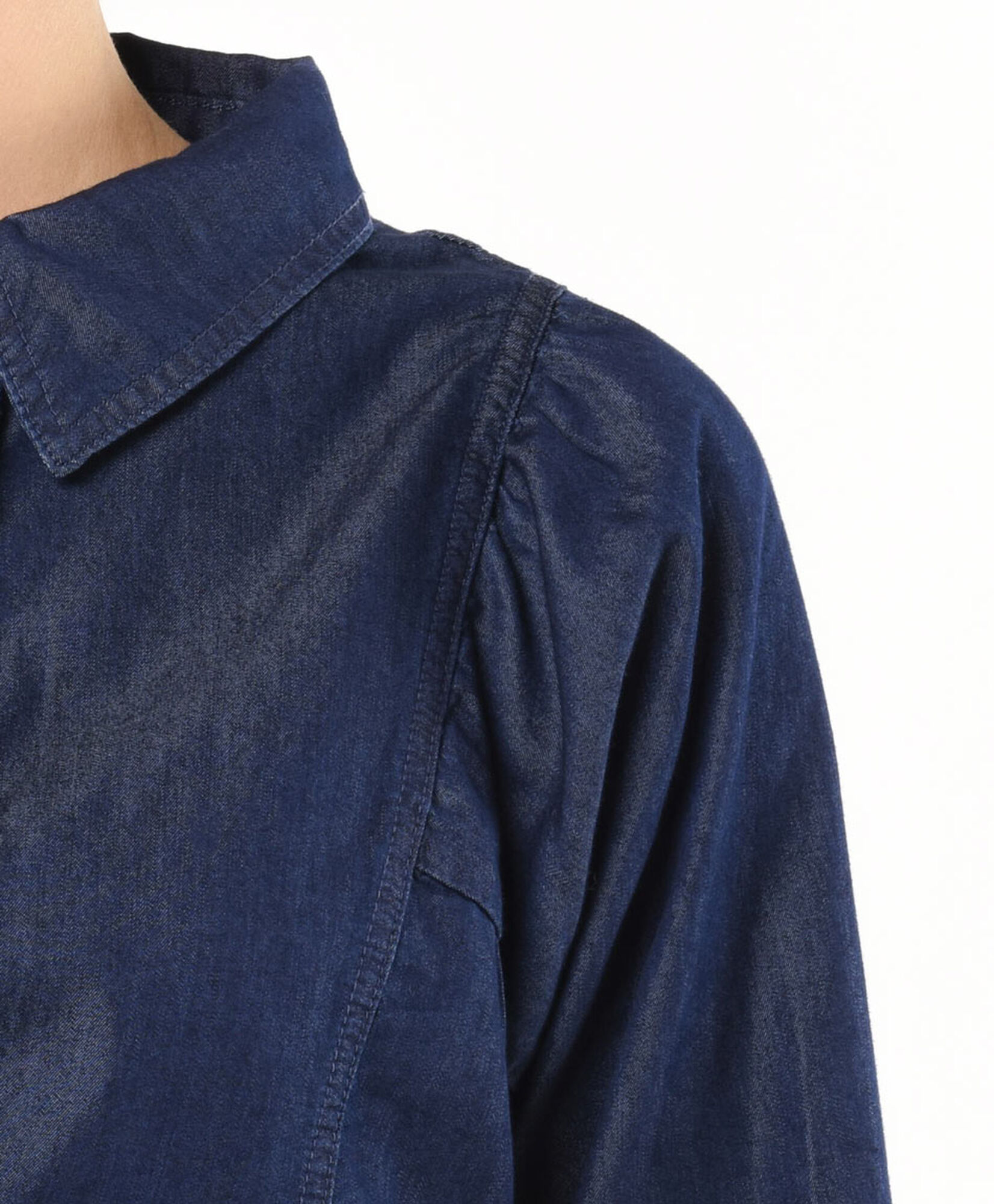 Blusa mujer denim manga recogida Blusa mujer denim manga recogida