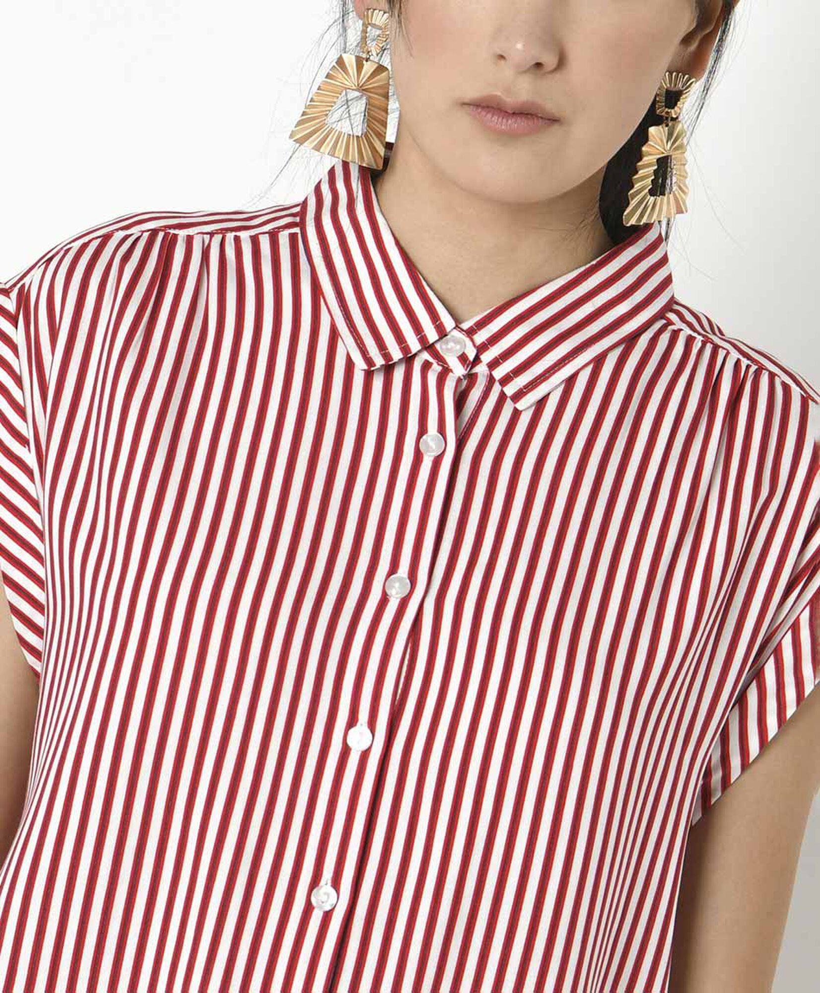 Blusa mujer líneas roja manga mini Blusa mujer líneas roja manga mini