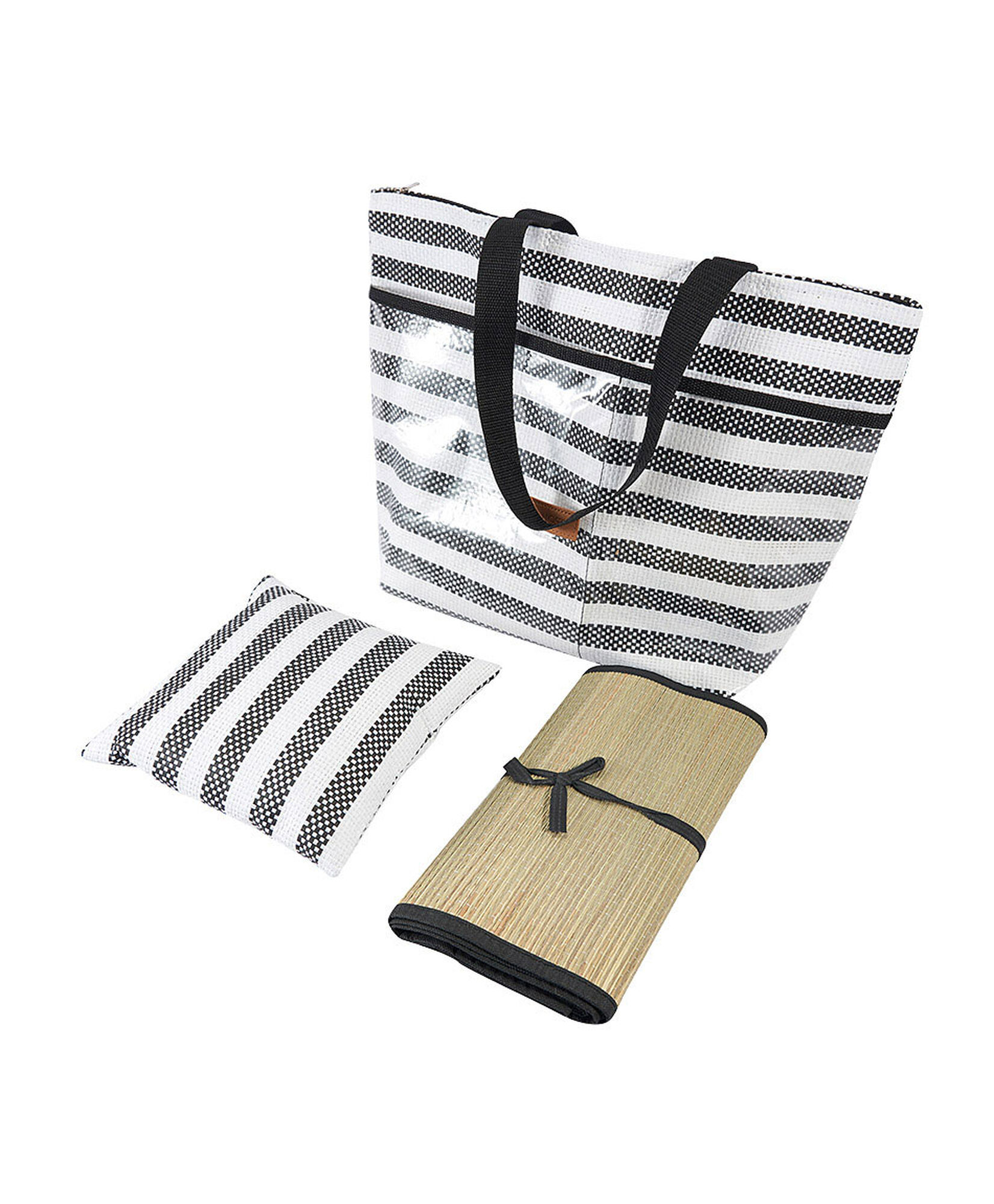 Set bolso playa mujer rayas negro Set bolso playa mujer rayas negro