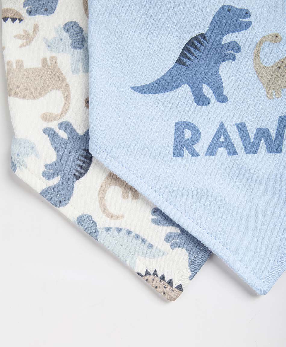 Pack 2 baberos beb&eacute; bandana dinosaurios